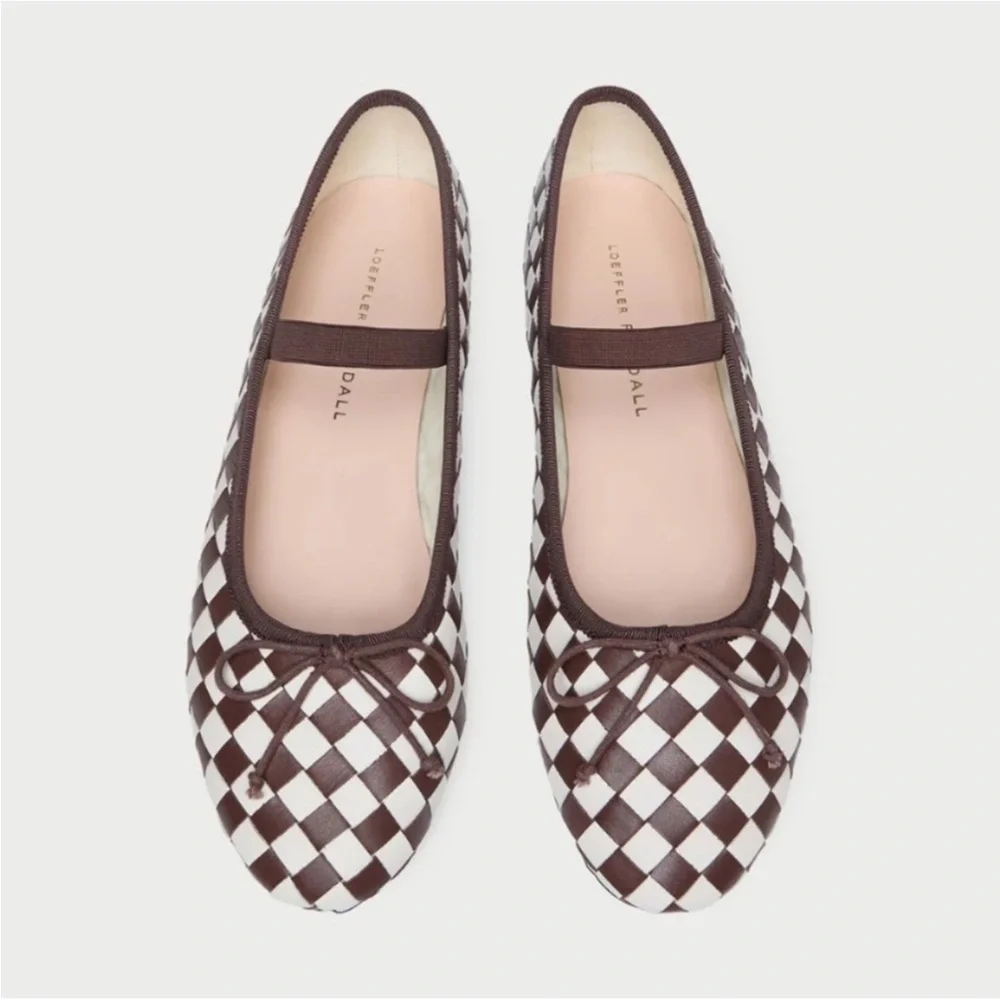 Loeffler Randall Leonie Chocolate/Cream Woven Ballet Flat - Picture 2 of 11